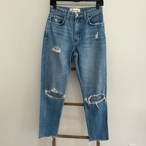 Reformation Boyfriend Jean High Rise Cigarette Distressed Destroy 1 Wash Size 27